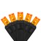 70 5mm Amber LED Christmas Halloween Lights, 4" Spacing, Black Wire